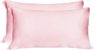 Шовкова наволочка LULUSILK 16 момме, 100% шовк, 40x80 см, 2 шт, рожева, для догляду за волоссям і шкірою, антизминна