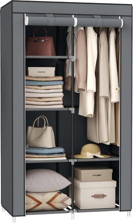 Тканинна шафа SONGMICS з 6 полицями, модульна, 88x45x168 см, сіра, для спальні та гардеробної