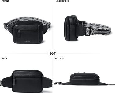 Жіноча бананка 3L Crossbody з екошкіри, водостійка та проти крадіжок, чорна поясна сумка для спорту та міста
