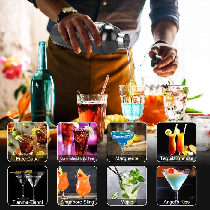 Набір шейкерів для коктейлів KINGROW Mixology - Набір з 29 предметів
