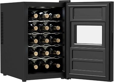 Винний шафа Cecotec Bolero GrandSommelier 830 CoolWood, термоелектрична, тиха, для 15 пляшок, регульована температура 8-18°C, сенсорне керування, енергоощадна, чорна
