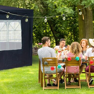 Комплект бічних стінок Relaxdays для павільйону, 4 шт, 2x3 м, з вікнами та блискавкою, водонепроникні, сині, PE-пластик
