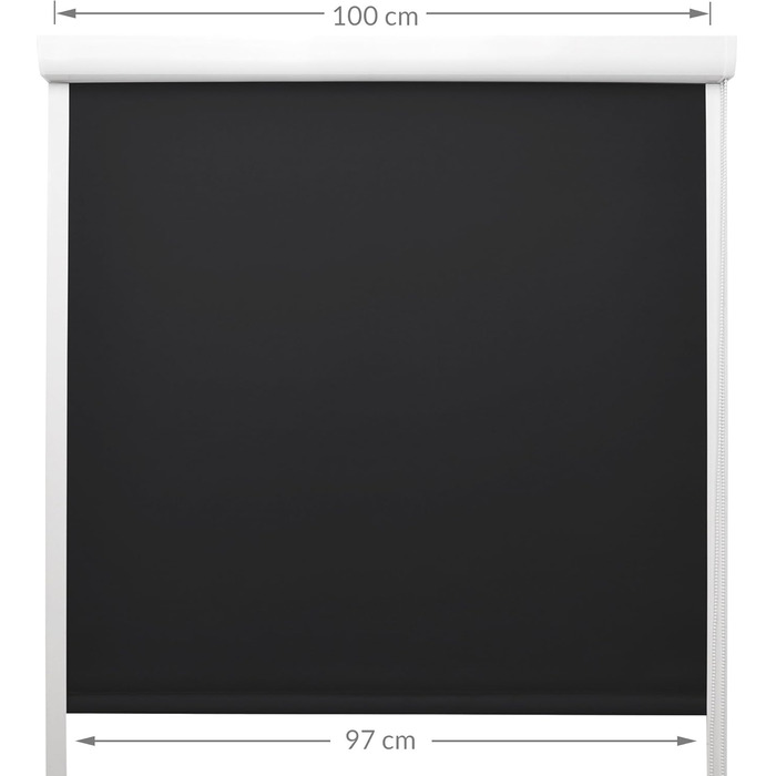 Рулонна штора з напрямними SolReflect K24 60x175 см — затемнювальна термоштора без свердління, чорна, ширина 60 см, з бічними напрямними