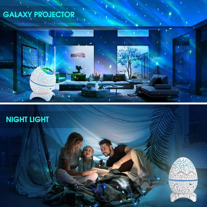 LED проектор зоряного неба Galaxy з Bluetooth, нічник-планетарій з ефектом північного сяйва, білим шумом та зірками, з пультом для дітей і дорослих, декор