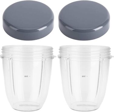 Набір з 2 запасних чаш для Nutribullet 530 мл з кришками, сумісний з блендерами 900W/600W
