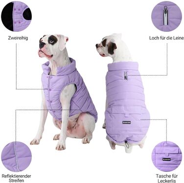 Зимова куртка для собак Spark Paws Warmshield™, теплий фліс, водостійка, вітрозахисна, з відбивачами, для середніх і великих собак, лілова, розмір M (S: 2-5 кг)