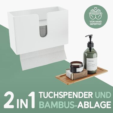 Диспенсер для паперових рушників із дерева Nature Supplies, настінний або настільний, під C-, Z-, Interfold-рукавички, білий