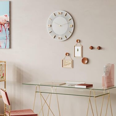 Настінний годинник Kare Design Leonardo, 49 см, золото, алюміній, сучасний стиль, круглий, для вітальні, спальні, офісу, без батарейок