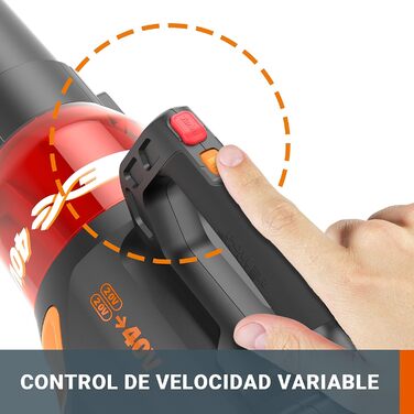 Акумуляторний повітродув WORX WG584E.9 40В, безщітковий двигун, турбінна технологія, 145 км/год, 12 м³/хв, легкий, без акумулятора та зарядки, сумісний з PowerShare
