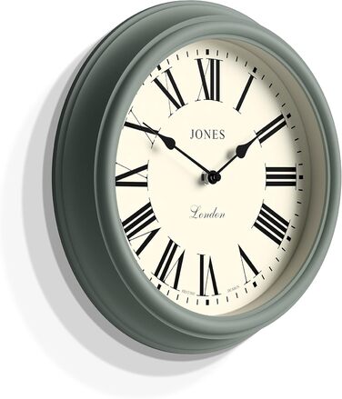 Настінний годинник JONES CLOCKS® Венеціанський, класичний, круглий, 30 см, зелений, римські цифри, традиційний дизайн, для кухні, вітальні чи спальні