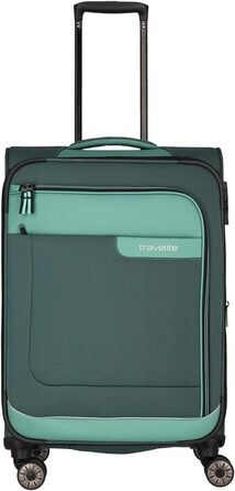 Валіза Travelite на 4 колесах L, м'який корпус з переробленого матеріалу, серія VIIA, з розширенням і захистом кутів, 77 см, 91-103 л, евкаліпт (зелений)