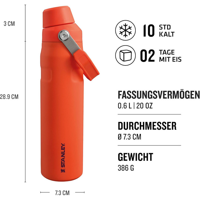 Термос-пляшка Stanley Iceflow Fast Flow 0.6 л, чорна, спортивна, з нейлону, зручний клапан, тримає холод 10 годин, без BPA, не протікає, для спорту та подорожей, можна мити в посудомийці