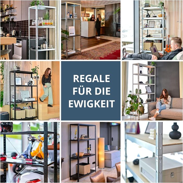 Металевий стелаж SCHULTE Regalwelt PowerMAX, 4 полиці, 65 кг, 180x60x40 см, оцинкований, для складу, майстерні, гаража, підвалу