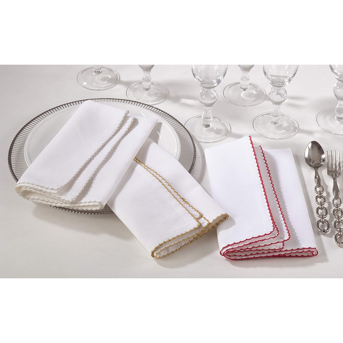 Серветки для столу SARO LIFESTYLE Recotting Collection, золоті, 4 шт, 20'' квадрат, з декоративною обробкою
