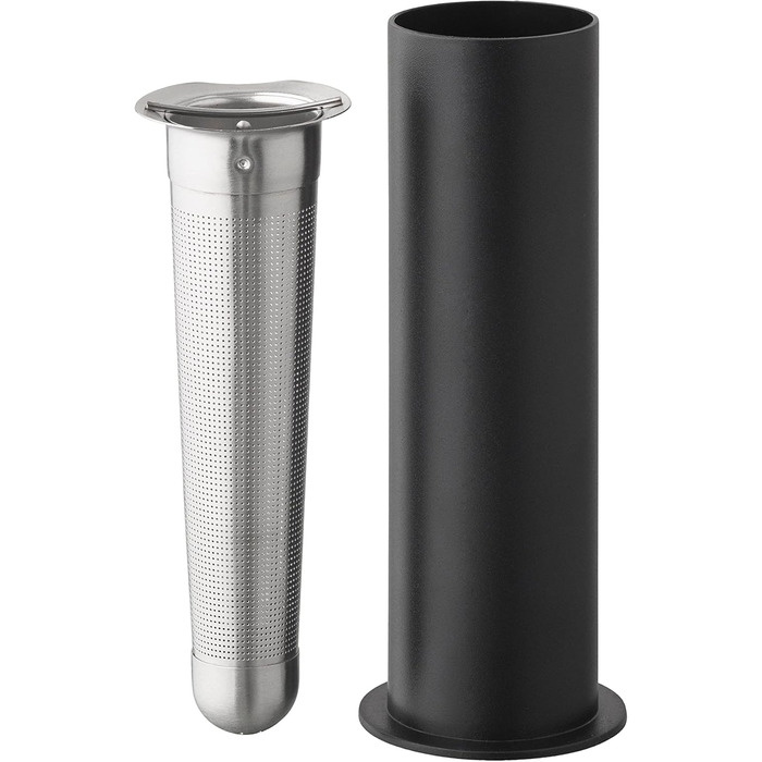Сито для чаю Stelton EM77 з нержавіючої сталі, конічний фільтр, чорна підставка, стильний аксесуар для термоса і дому, 6,5x6,5x16,5 см