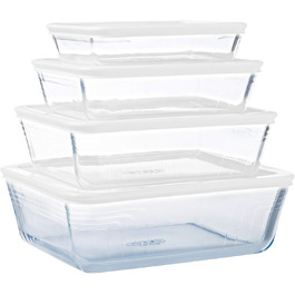 Набір скляних форм Pyrex Cook & Freeze з герметичними кришками (0,8 л, 1,5 л, 2,6 л, 4 л), для заморожування, без BPA