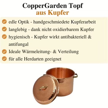 Каструля Copper Garden 8 л мідна з кришкою