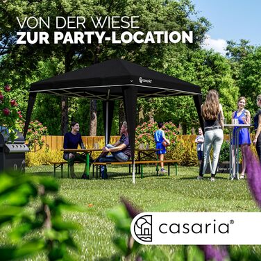 Павільйон CASARIA Capri 3x3 м, складаний, водонепроникний, UV 50+, зимостійкий, з чохлом, для саду, кемпінгу, вечірок (чорний)