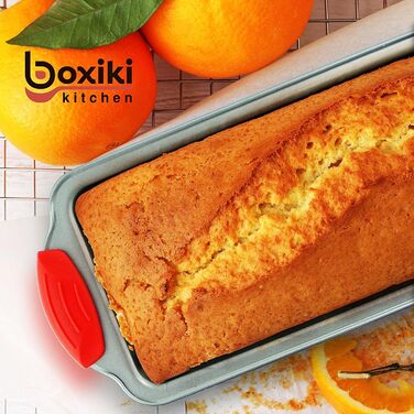 Форма для випікання кексів Boxiki Kitchen, антипригарна сталева, з силіконовими ручками, 21.5 x 11.5 см, для бананового хліба та кексів