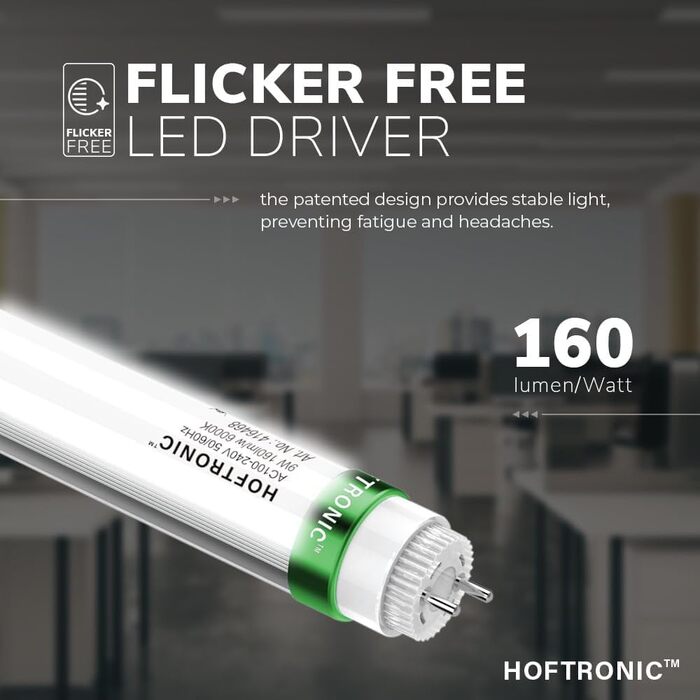 HOFTRONIC LED світильник для вологих приміщень 150 см, 60 Вт, 10500 лм, холодне біле світло 6000K, без мерехтіння, з'єднуваний, IP65, T8, подвійний, для гаража, підвалу, офісу