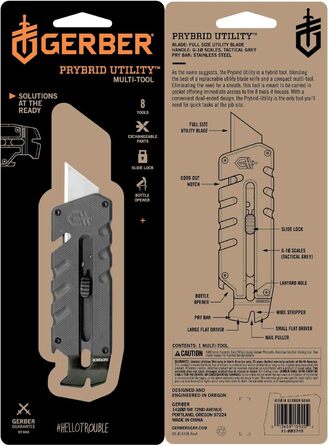 Мультитул Gerber Prybrid-Utility, 8 функцій, сірий, нержавіюча сталь