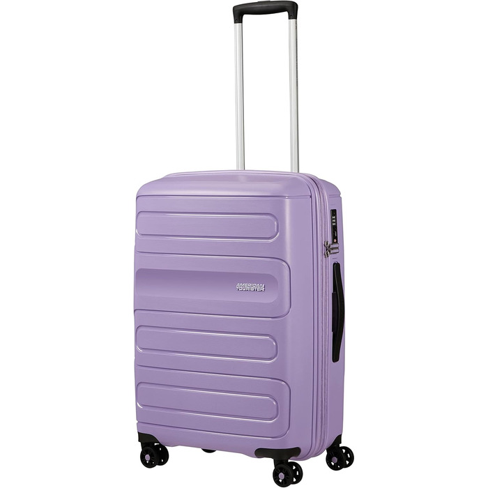Валіза American Tourister Sunside Spinner L, розширювана, чорна та лавандова, 77 см, 118 л, поліпропілен