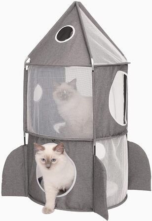 Котячий будиночок Catit Vesper Turm у формі ракети з подушкою для сну, сірий