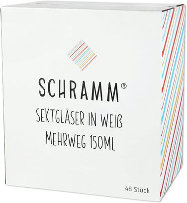 Багаторазові келихи для шампанського Schramm, білі, 48 шт, 150 мл, пластикові фужери для ігристого вина