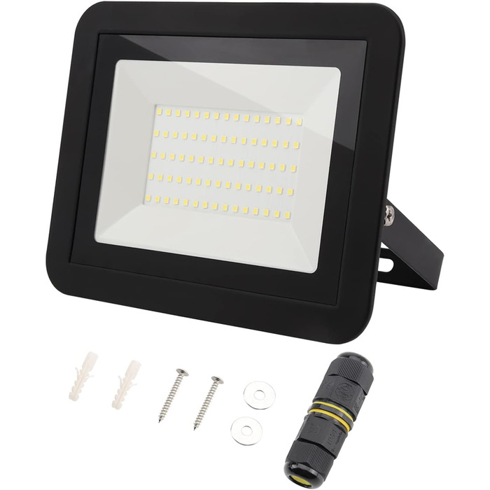 LED прожектор da LIGHT 50 Вт для вулиці та приміщень, 6000K холодне біле світло, 4500 лм, IP65, надяскравий, для саду, гаража, спортивного майданчика, 230В (4 шт.)