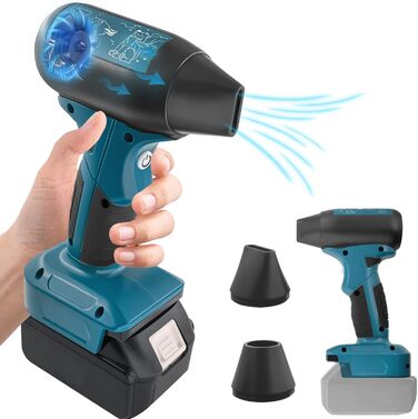 Портативний повітродув Jet Fan для Makita 18V, бездротовий міні-віник 130000 об/хв, 4 режими для очищення авто, пилу, листя, шерсті тварин