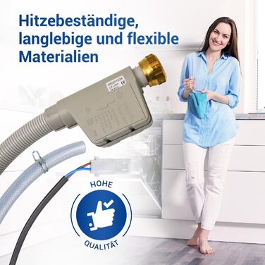 Шланг Aquastop для посудомийної машини 1,8 м VIOKS, заміна для Miele 10499864 7638501 5268990 10499862 7638500, з водозапобіжником, підключення 3/4 дюйма, сумісний з Mondia, Meteor, EuroStar