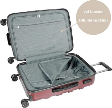 Валіза Bugatti Galatea 38L, 4 колеса, TSA замок, 55x38x23,5 см, червона, набір