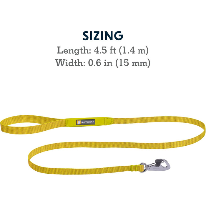 Повідок для собак RUFFWEAR Hi & Light, міцний, із вбудованою сумкою та надійним замком Crux-Clip, компактний, Lichen Green