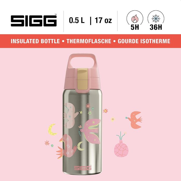 Дитяча ізольована пляшка для напоїв SIGG Shield Therm ONE 0,5 л, підходить для газованої води, герметична, легка, BPA-free, Fly Away