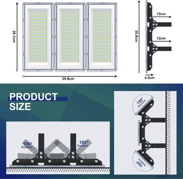 Світлодіодний прожектор YIQIBRO 100W, 10000Лм, IP67, холодне біле світло 6500K, для вулиці, саду, гаража, фабрики, спортивних майданчиків