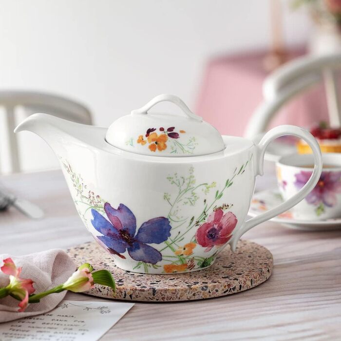 Чайник Villeroy & Boch Mariefleur Basic 1,2 л, преміум порцеляна, підходить для посудомийної машини