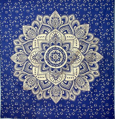 Богемний гобелен Mandala Ombre синьо-золотий, настінний килим 85x89 дюймів, багатобарвний, для декору кімнати, гіпі стиль