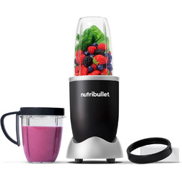 Блендер Nutribullet Original 600 Вт, електричний міксер для смузі, подрібнювач, 2 чаші 700/500 мл, чорний, NB606B