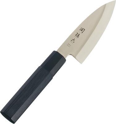 Японський кухонний ніж Deba KAI Seki Magoroku Kinju та Hekiju, 10 см, лезо 8A solid & SUS420J2, твердість 58/56 HRC, ручна робота, руків'я з пакка дерева і поліпропілену, японське хакімессер, вироблено в Японії