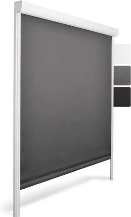 Касетна ролета з напрямною SolReflect K24 60x175 см антрацит – затемнююча терморолета без свердління, бокові напрямні