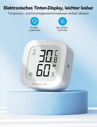 Цифровий термогігрометр GoveeLife WLAN для дому, з додатком, вимірювач температури та вологості, дистанційне керування, зберігання даних, для спальні та винного погребу