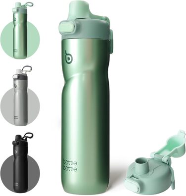 Термос пляшка для води BOTTLE BOTTLE 680 мл з ручкою та клапаном, герметична, для спорту, подорожей, велоспорту, зелена