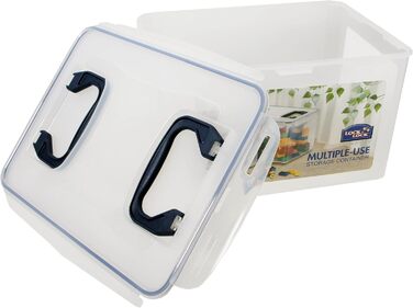 LocknLock PP CLASSIC контейнер для зберігання з кришкою та ручками, 16 л, напівпрозорий, герметичний, набір 2 шт, 361x274x212 мм, для побутових речей