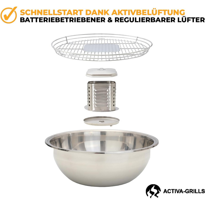 Портативний вугільний гриль ACTIVA Airbroil Premium Mini для барбекю, мобільний та компактний, з сумкою