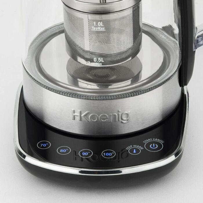 Електричний чайник H.Koenig TI600 1,5 л, скло/нержавійка