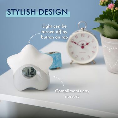 Дитячий термометр Purflo Starlight з підсвіткою, цифровий, для кімнати, USB-заряджання, контроль температури, для дитячої та дитячої кімнати