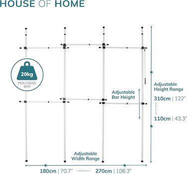 Міцна трирівнева висувна штанга для одягу House of Home, заміна штанги для шафи, регульована стійка для зберігання одягу