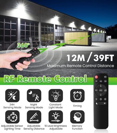 CLY LED прожектор 42 Вт з датчиком руху та пультом, 3600 Лм, 6500K, триголовий, вуличний, IP66, для гаража і тераси