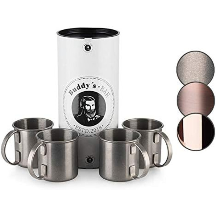 Набір для коктейлів Moscow Mule: 2 келихи по 500 мл, барна ложка 27 см, мірний стакан 5cl, чорна преса для лайма, харчова нержавіюча сталь, подарункова коробка, антикварний стиль, 4 предмети