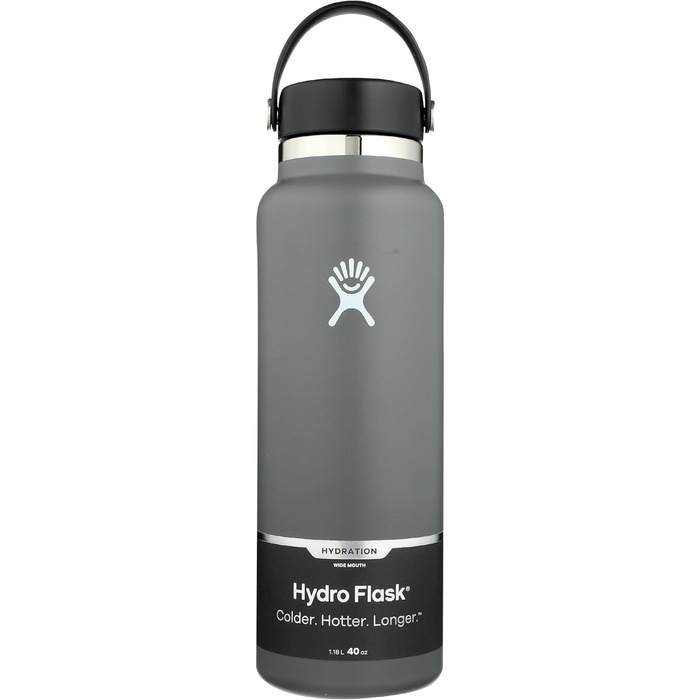 Термобутилка HYDRO FLASK 1180 мл з нержавіючої сталі для води, ізольована спортивна пляшка з герметичною кришкою Flex Cap та ремінцем, придатна для миття в посудомийній машині, колір Stone